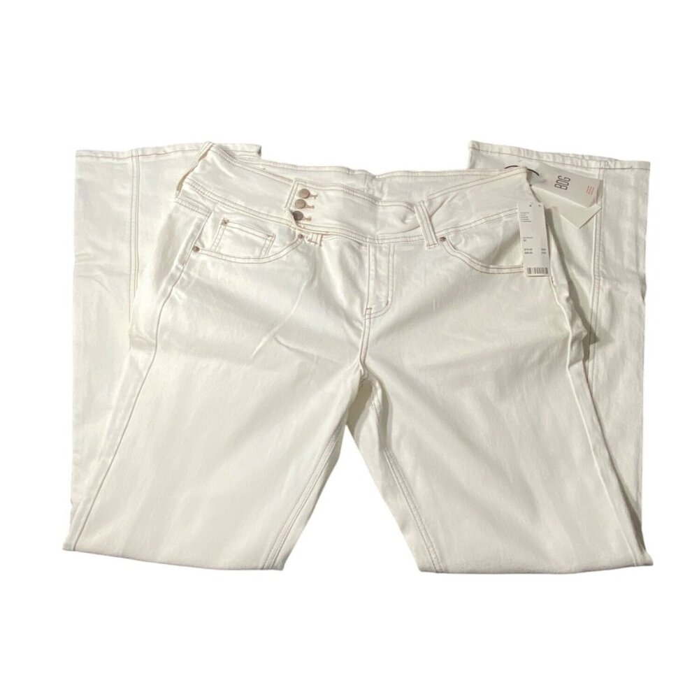 BDG Y2K Urban Outfitters Womens High-Rise  Belted Bootcut 34” Waist Jeans  White
